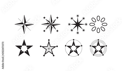Foto Astrological and occult star shapes with geometric lines for mystical design elements