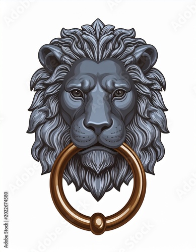 Regal lion head door knocker