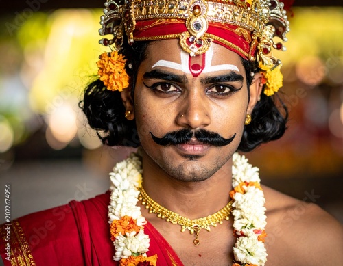 Regal performer in traditional dress