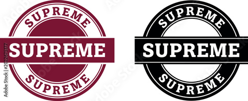 Photos Vintage Supreme Badge Logo Set in Red and Black for Branding and Label Design