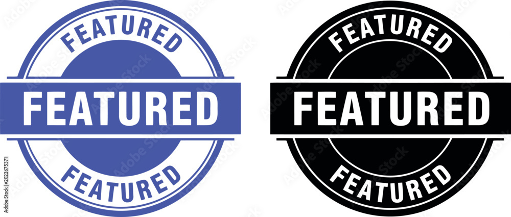 Obraz premium Featured Badge Icon Set in Blue and Black for Highlighting Premium Content or Products