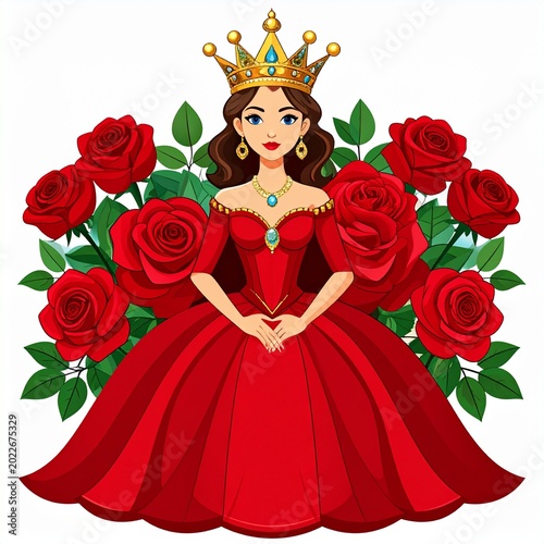 Regal queen with red roses