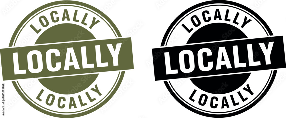 Obraz premium Locally Sourced Badge Vector Set – Eco Friendly Organic Product Stamp Design for Branding and Packaging