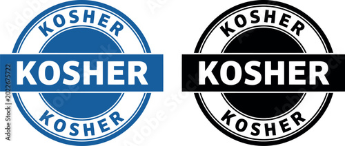 Obraz na plátne Kosher certified food label badges in blue and black vector design for packaging