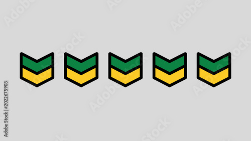 Εκτύπωση καμβά five green and yellow chevron rank insignia icons on a light gray background