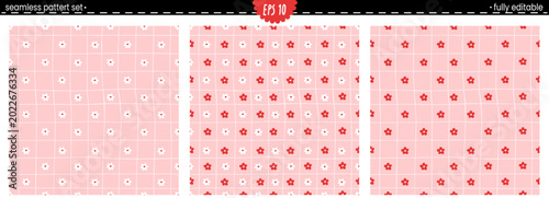 Cuadro en lienzo Check gingham and flower motifs for seamless plaid