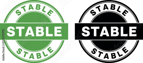 Tableau sur toile Stable badge icons set in green and black, round stamp design for quality assura