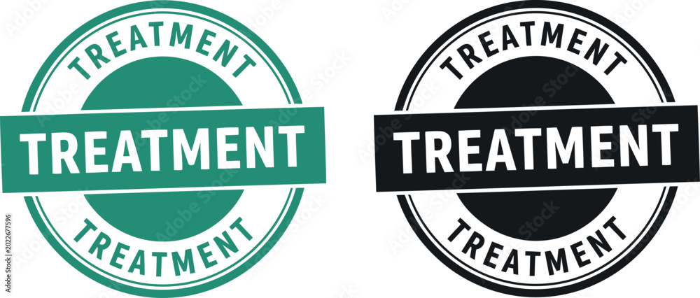 Obraz premium Vector Treatment Stamp Badges in Green and Black for Medical and Healthcare Branding