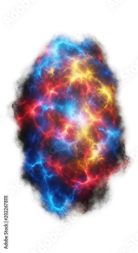 Colorful energy explosion in space, vibrant and dynamic.