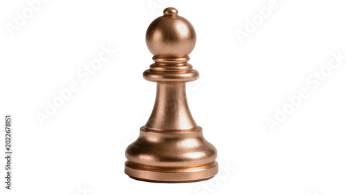 Fotografi Metallic copper bishop chess piece, isolated on transparent background