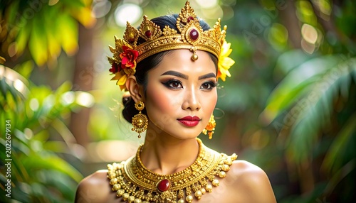 Regal woman in jungle setting