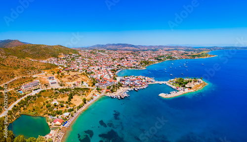 Obraz na płótnie Datca beach and marina aerial panoramic view in Turkey