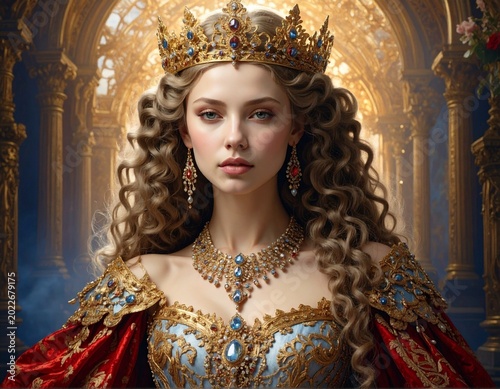 Regal woman in ornate attire