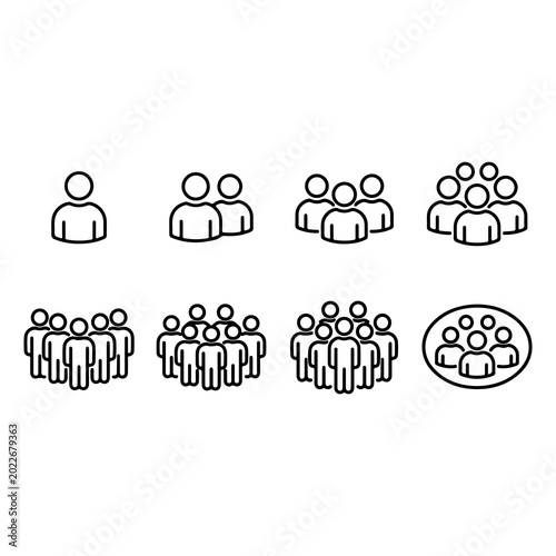 Tableau sur toile People group icons set linear style vector illustration