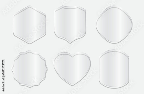 Bild auf Leinwand Collection of six white blank labels with various shapes