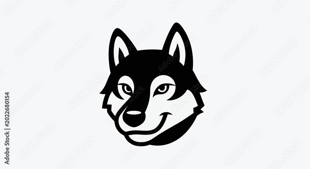 Fototapeta premium Stylized wolf head illustration on white