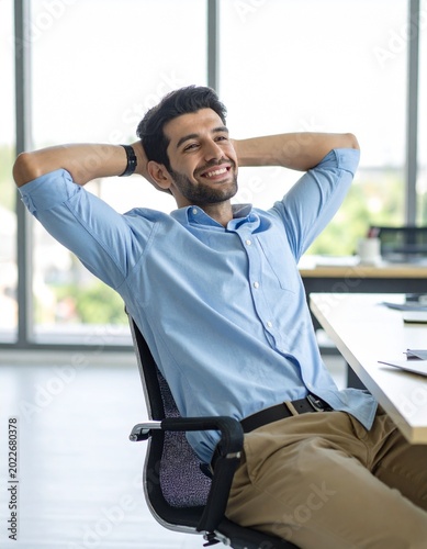 Relaxed man in office chair
