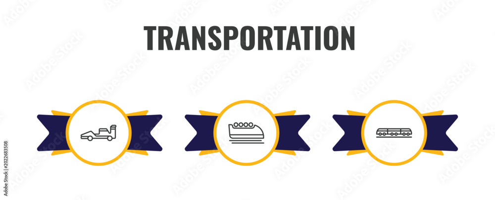 Obraz premium transportation outline icon set. thin line formula 1, bobsleigh, light rail icons. editable vector