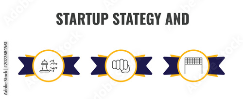 Tableau sur toile startup stategy and outline icon set