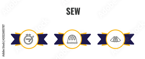 Cuadro en lienzo sew outline icon set