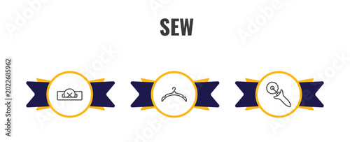 Photos sew outline icon set