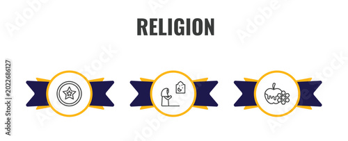 Photography religion outline icon set