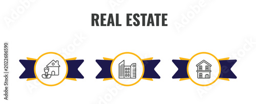 Tableau sur toile real estate outline icon set