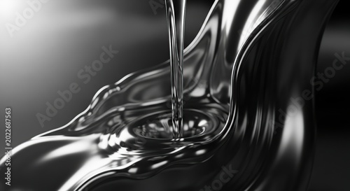 Liquid Metal Pouring - A Captivating Monochrome Display.