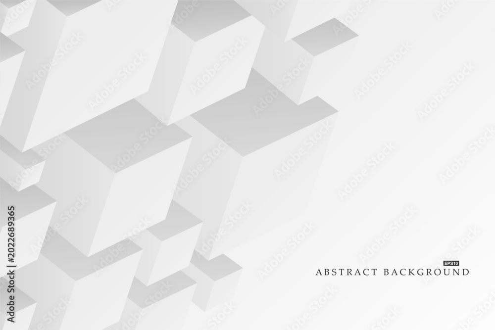 Fototapeta premium Abstract gray futuristic background. Creative print - 3d geometric cube shapes isometric texture. Light clean infinity contemporary concept for business, technology, science, architecture design