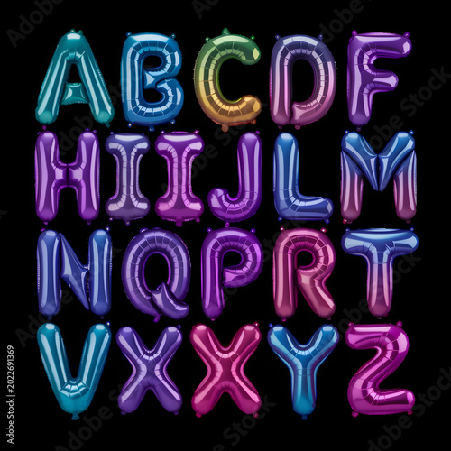 Colorful 3d alphabet letters floating in space isolated on transparent background