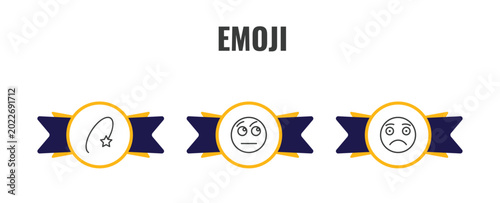 Fotografía emoji outline icon set