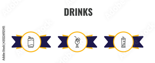Quadro su tela drinks outline icon set