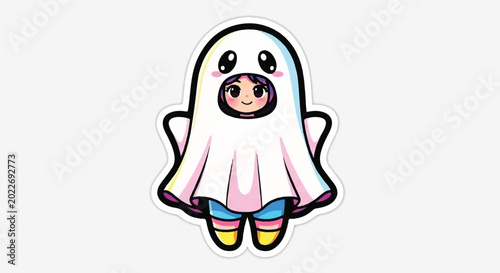 Cute Ghost Costume Child Illustration.