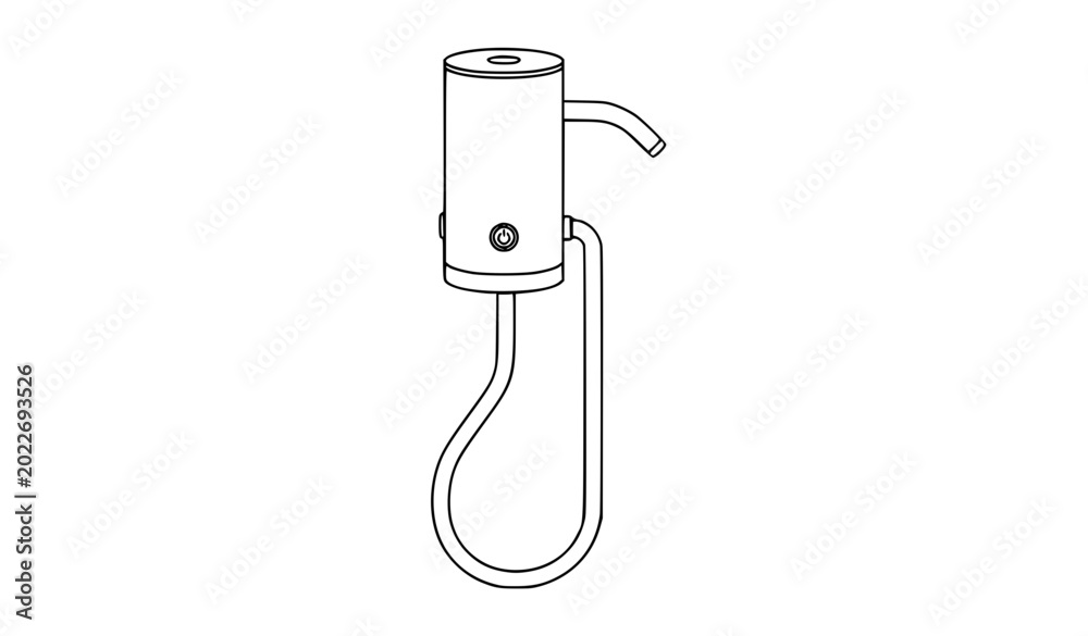 Fototapeta premium Minimal electric water dispenser pump outline vector illustration