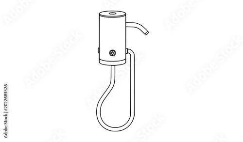 Fotografía Minimal electric water dispenser pump outline vector illustration