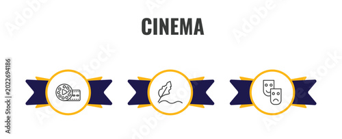 Εκτύπωση καμβά cinema outline icon set