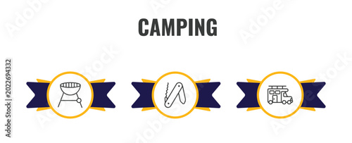 Quadro su tela camping outline icon set