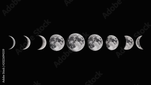 Foto phases of the moon illustration against a black background lunar cycle progressi