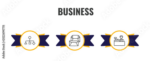 Quadro su tela business outline icon set