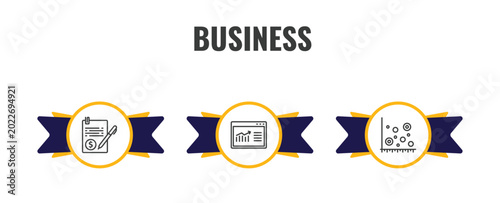Принти на полотні business outline icon set