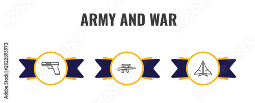 Foto army and war outline icon set