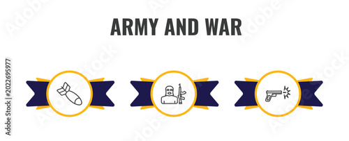 Foto army and war outline icon set