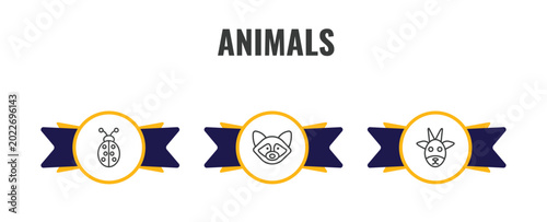 Photography animals outline icon set