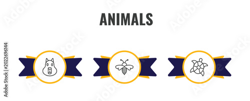 Tableau sur toile animals outline icon set