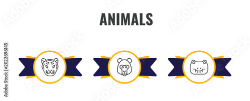 Canvas Print animals outline icon set