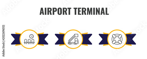 Photos airport terminal outline icon set