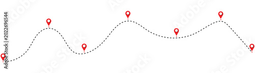 Tableau sur toile Route icon between 7 points