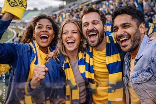 Football Fans Celebrating With Enthusiasm