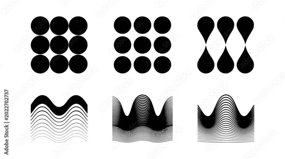 Fototapeta premium abstract geometric patterns collection black and white line art on a white background