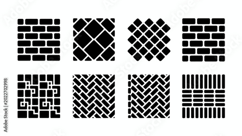 Photos geometric brickwork patterns collection black and white vector illustrations on
